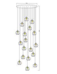 Thumbnail for A modern chandelier with a linear pendant light design, featuring multiple crystal balls suspended in a staircase setting, providing a elegant and contemporary look.