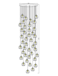 Thumbnail for Dimmable crystal ball linear chandelier with multi-faceted spheres creating customizable ambiance for staircase foyer entryway