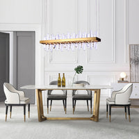 Thumbnail for Brushed gold kitchen chandelier featuring Crystal Bar design with linear arrangement for contemporary kitchen island dining area