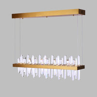 Thumbnail for Modern chandelier with Crystal Bar brushed gold design creating sophisticated lighting for dining room kitchen contemporary space