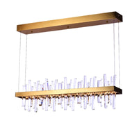 Thumbnail for Crystal chandelier featuring brushed gold finish and linear bar design for elegant dining room kitchen island lighting