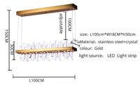 Thumbnail for Modern dining room chandelier featuring Crystal Bar brushed gold with linear crystal design for contemporary dining kitchen lighting