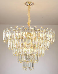 Thumbnail for Modern K9 crystal pendant lights with E14 LED bulbs creating luxurious glow for contemporary dining room living room foyer