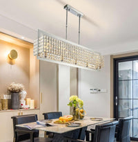 Thumbnail for Chrome K9 crystal pendant lights with confinement design creating lavish environment with minimal dazzle for dining room foyer