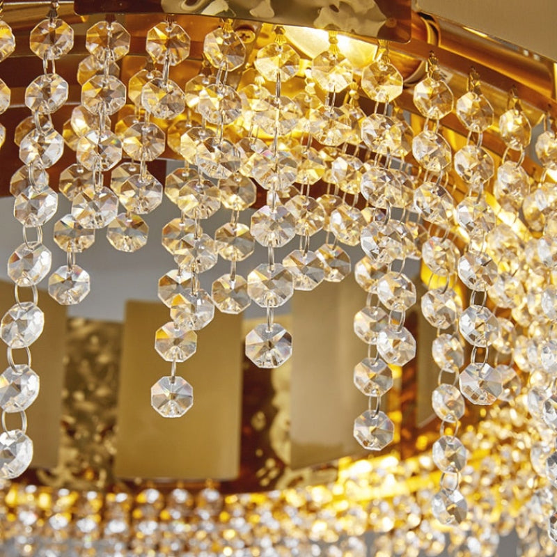 Crystal tassel dining chandelier with cascading crystals creating mesmerizing sparkle for elegant dining room living room bedroom