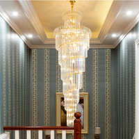 Thumbnail for Round crystal spiral chandelier with warm white LED creating comfortable environment for elegant staircase foyer living room