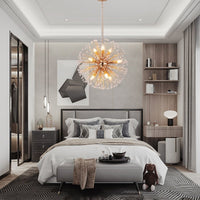Thumbnail for Pendant crystal light featuring Dandelion Crystal LED Sputnik design with radiating arms for contemporary dining room entryway