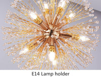 Thumbnail for Round crystal chandelier featuring Dandelion Crystal LED Sputnik design with spherical arrangement for elegant dining room lighting