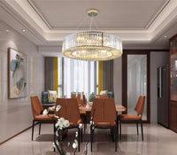 Thumbnail for Clear crystal chandelier with polished chrome finish and touch switch creating timeless sophistication for foyer staircase living room