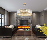 Thumbnail for Polished chrome crystal chandelier with clear crystal body and doughnut shape creating contemporary focal point for living room