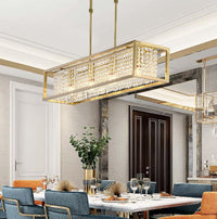 Thumbnail for Encapsulated Crystal chandelier with gold or chrome finish and K9 crystals creating opulent sophistication for dining room