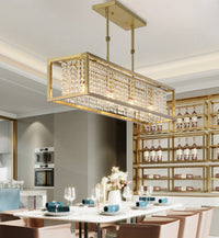 Thumbnail for Contemporary chrome K9 crystal chandelier with encapsulated design and dimmable LED for modern dining room living room