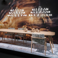 Thumbnail for Minimalist LED candle ceiling chandelier with universal voltage creating soft diffused lighting for dining room foyer living room