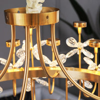 Thumbnail for Modern crystal pendant lights featuring Floral Bloom Art Deco flower design for elegant dining room living room lighting