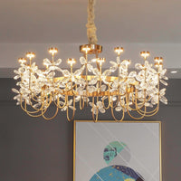 Thumbnail for Crystal pendant ceiling lights featuring Floral Bloom Art Deco flower design for contemporary dining room entryway lighting
