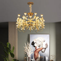 Thumbnail for Crystal pendant light featuring Floral Bloom Art Deco flower design with floral arrangement for luxury dining room foyer