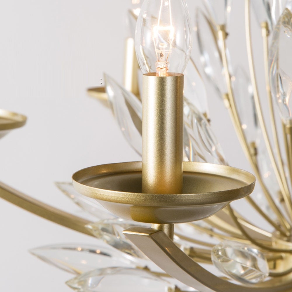 Modern crystal chandelier featuring Floral Bloom mid century luxury design with floral elements for dining room foyer entryway
