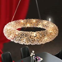 Thumbnail for Luxurious Floral Ring crystal flower chandelier with ring design creating elegant lighting for dining room foyer high ceiling