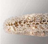 Thumbnail for Dining chandelier featuring Floral Ring crystal flower design with circular arrangement for modern dining room table lighting