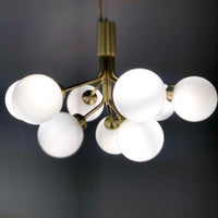 Thumbnail for Gold chandelier modern featuring Flower Bloom American bubble ball design with metallic finish for luxury dining room lighting