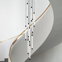 Thumbnail for Luminous tubular chandelier with cascading acrylic design creating aurora-like glow for modern staircase foyer entryway high ceiling