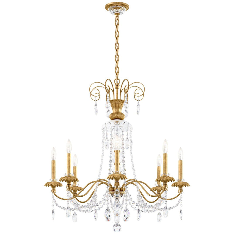 French Elegance candelabra chandelier with copper crystal and curved arms creating classic beauty for formal foyer dining room