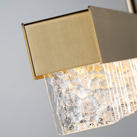 Thumbnail for Gold frosted glass chandelier with LED strip creating enchanting glow for dining room table kitchen island bathroom