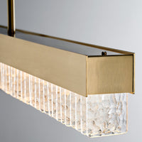 Thumbnail for Long frosted glass dining chandelier with warm or cool LED creating customizable ambiance for dining room kitchen island restaurant