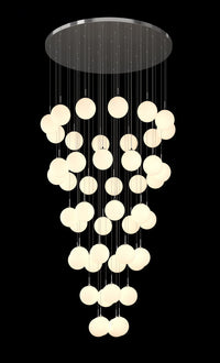 Thumbnail for Frosted glass cascade chandelier featuring bubble ball design creating elegant lighting for modern dining room foyer