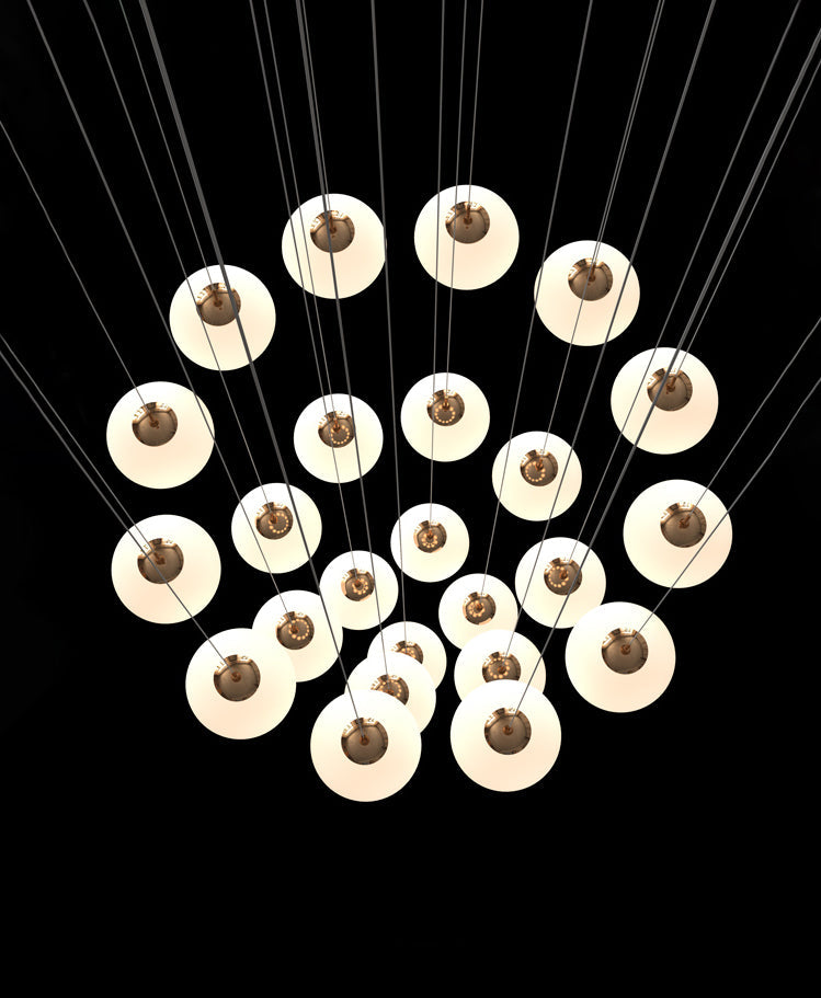 Bubble ball chandelier with Frosted Cascade modern design creating sophisticated lighting for dining room foyer entryway