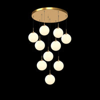 Thumbnail for Frosted Cascade modern bubble ball chandelier with cascading design creating elegant lighting for dining room foyer high ceiling