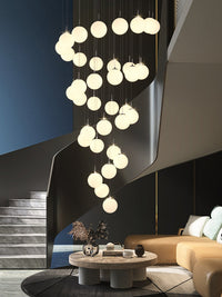 Thumbnail for Bubble ball chandelier featuring Frosted Cascade modern design creating elegant lighting for dining room foyer high ceiling