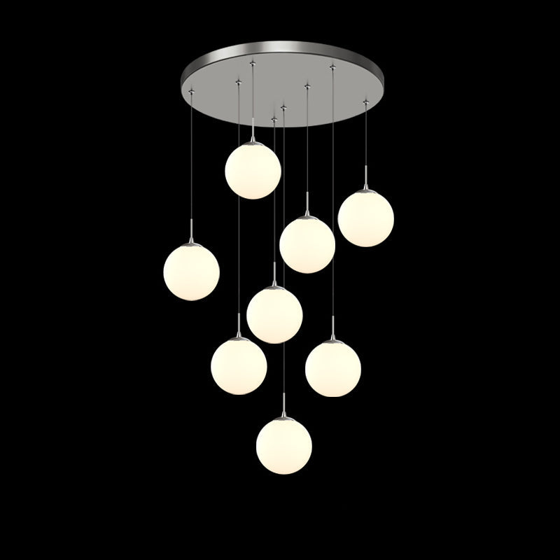 Modern bubble ball chandelier featuring Frosted Cascade design creating elegant lighting for dining room foyer entryway