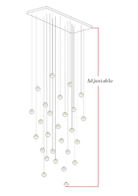 Thumbnail for Modern foyer chandelier with frosted mosaic balls in white transparent glass for romantic spiral staircase entryway lighting