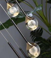 Thumbnail for Mosaic crystal pendant light, laser-engraved moon design for staircase foyer entryway two-story high ceiling