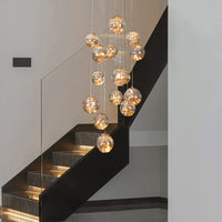 Thumbnail for Unique glass bubble chandelier with firefly-inspired arrangement creating artistic focal point for staircase foyer entryway lighting
