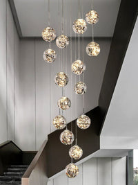 Thumbnail for Multi-bubble chandelier with firefly-inspired movement creating artistic illumination for modern staircase foyer entryway ceiling