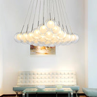 Thumbnail for Glass bubble light fixture with warm white G4 LED creating cozy ambiance for elegant living room dining room foyer lighting