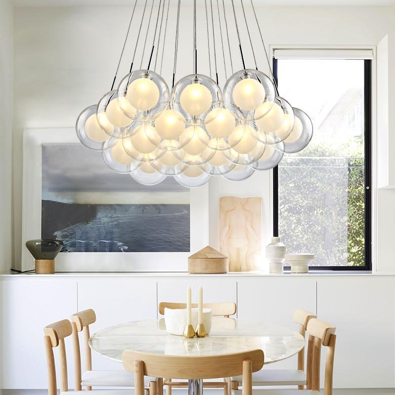 Globular Cluster bubble ball chandelier with chrome aluminum creating luxurious artistic glow for living room dining room foyer