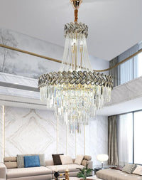 Thumbnail for High-end Grand Chevron chandelier with black tinted crystals creating impressively eye-catching focal point for dining room