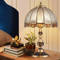 Thumbnail for Vintage Hemispherical Antique table lamp with all-copper base and textured glass creating sophisticated ambiance for bedroom living room