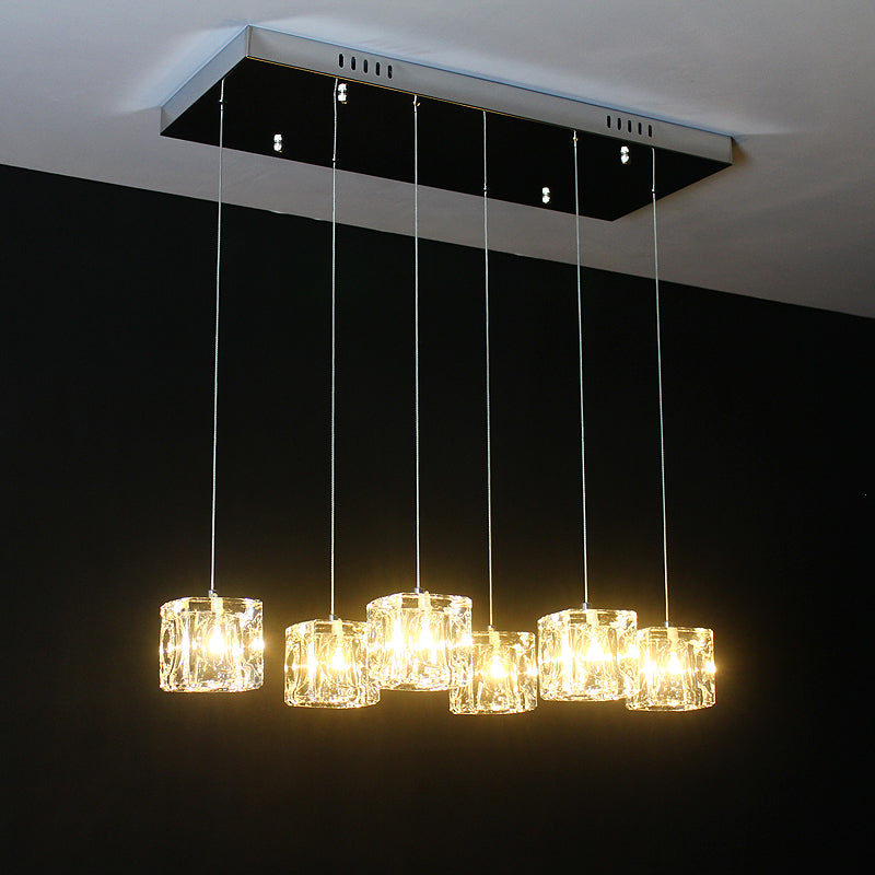 Pendant crystal light featuring Ice Cube light luxury design with cubic crystals for contemporary dining room entryway lighting