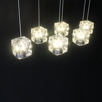 Thumbnail for Crystal chandelier lighting featuring Ice Cube light luxury design with cube-shaped crystals for elegant dining room foyer
