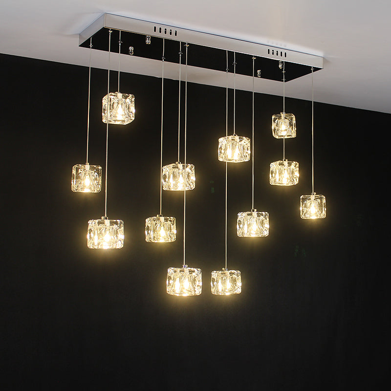 Ice Cube light luxury crystal dining room chandelier with cube design creating elegant lighting for modern dining room foyer