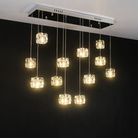 Thumbnail for Ice Cube light luxury crystal dining room chandelier with cube design creating elegant lighting for modern dining room foyer