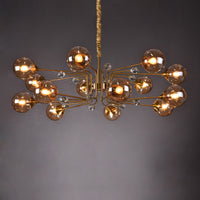 Thumbnail for Wrought iron chandelier featuring clear glass ball and Iron Bubble crystal design for elegant dining room foyer entryway