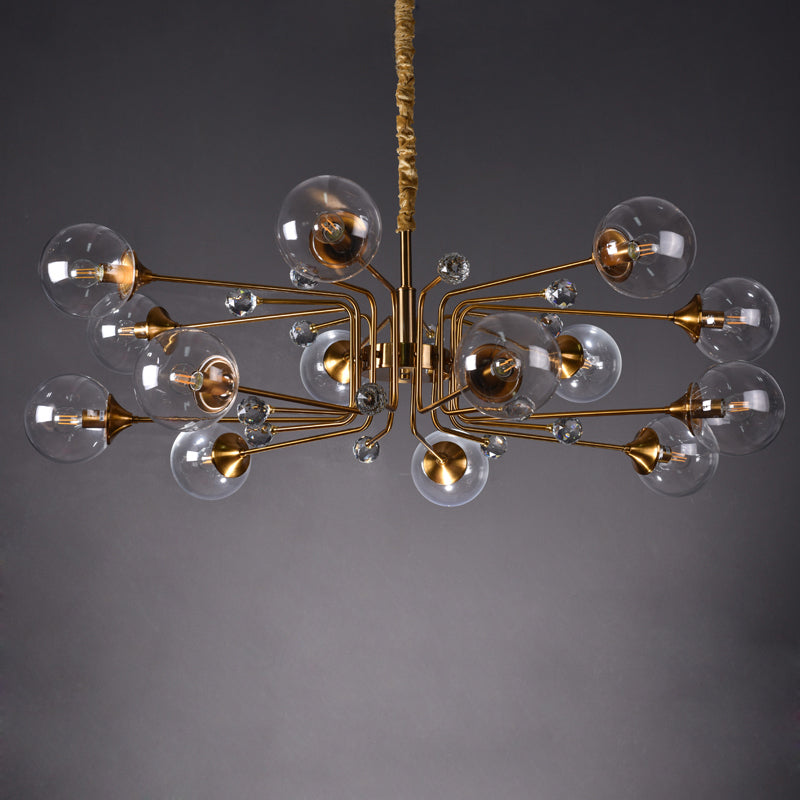 Bubble chandelier light with Iron Bubble wrought iron and crystal design creating sophisticated lighting for dining room foyer