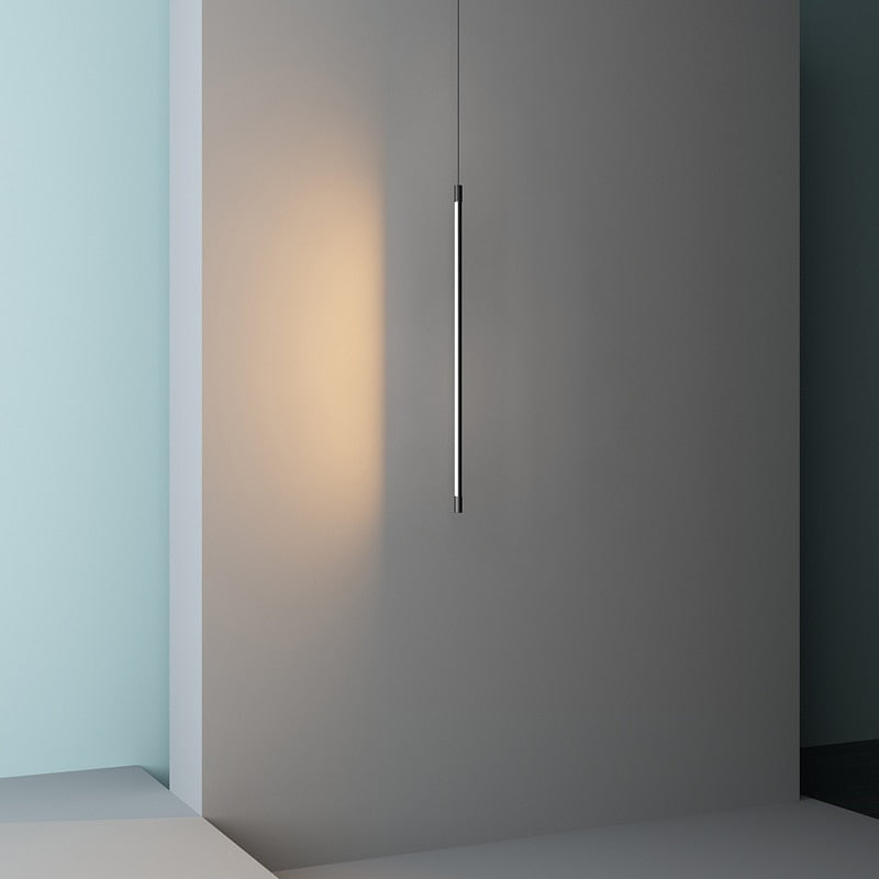 Modern LED pendant chandelier featuring Long Bedside design with adjustable height for bedroom bedside table accent lighting
