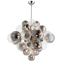Thumbnail for Sputnik bubble chandelier with clear and smoky glass creating magical dancing light for contemporary dining room foyer