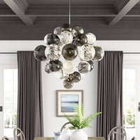 Thumbnail for Magic Bubble sputnik chandelier with smoky and clear glass balls creating dancing bubbles effect for dining room entryway